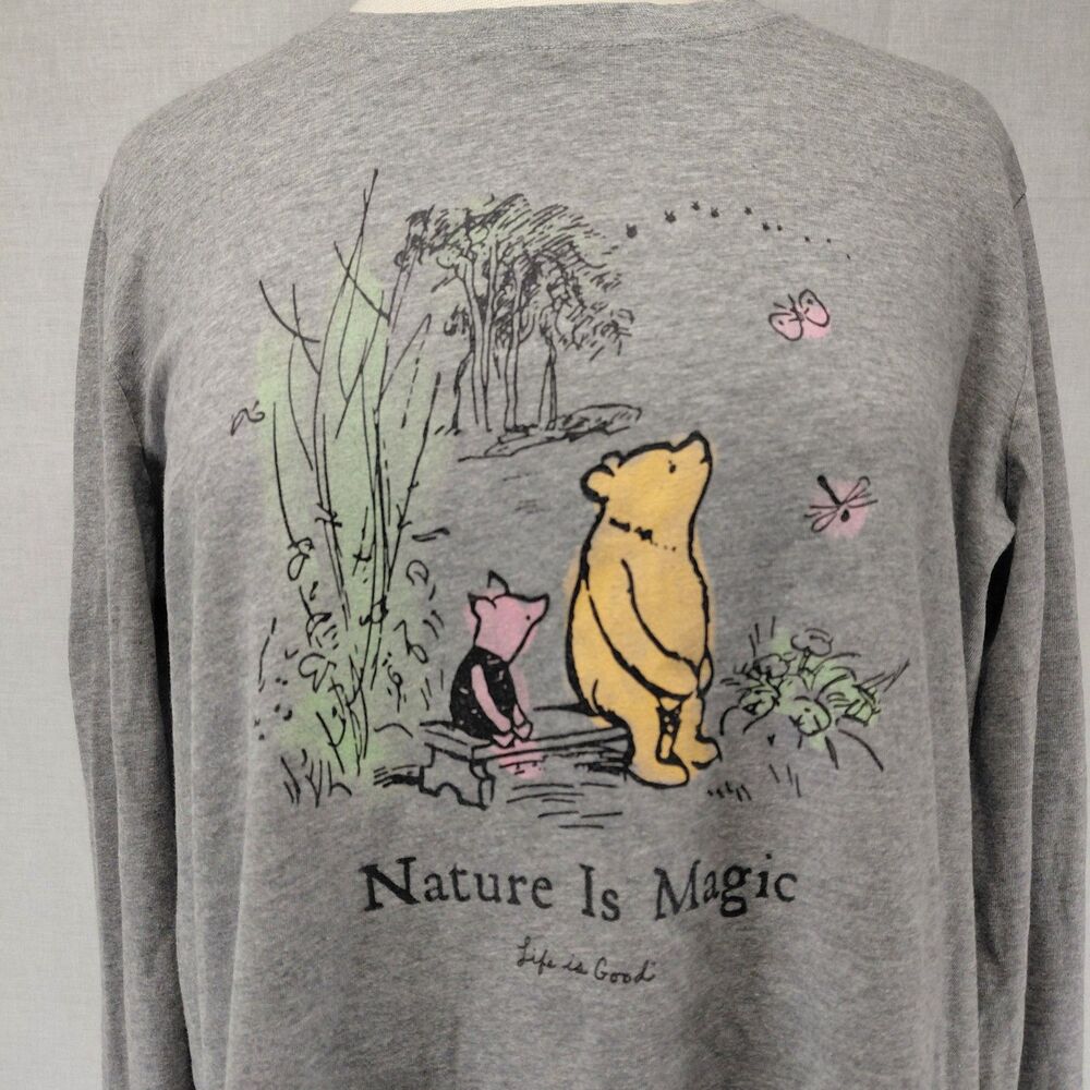 Life Is Good Winnie the Pooh Nature is Magic Gray LS T-Shirt Sz XL - Picture 2 of 8
